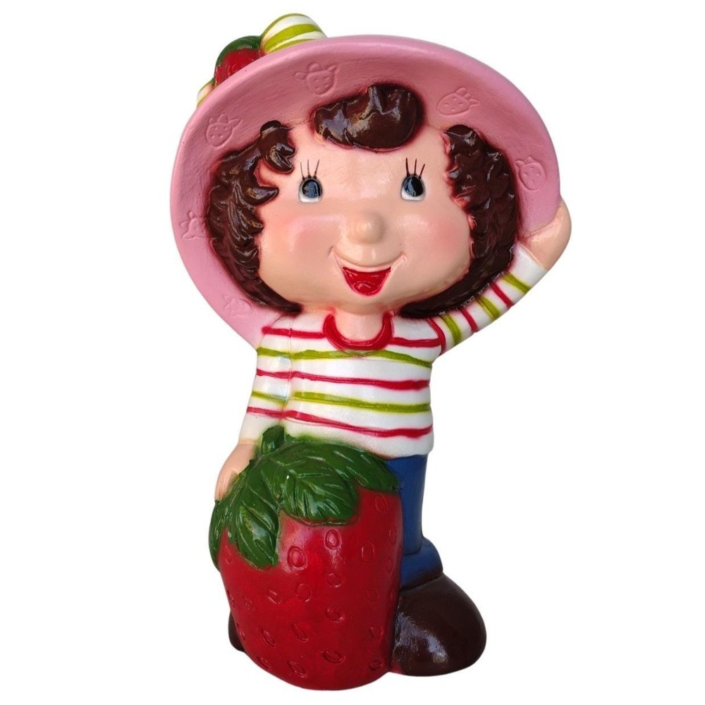 Vintage Strawberry Shortcake Bank Ceramic Hand Painted 11" High Colorful Decor‎